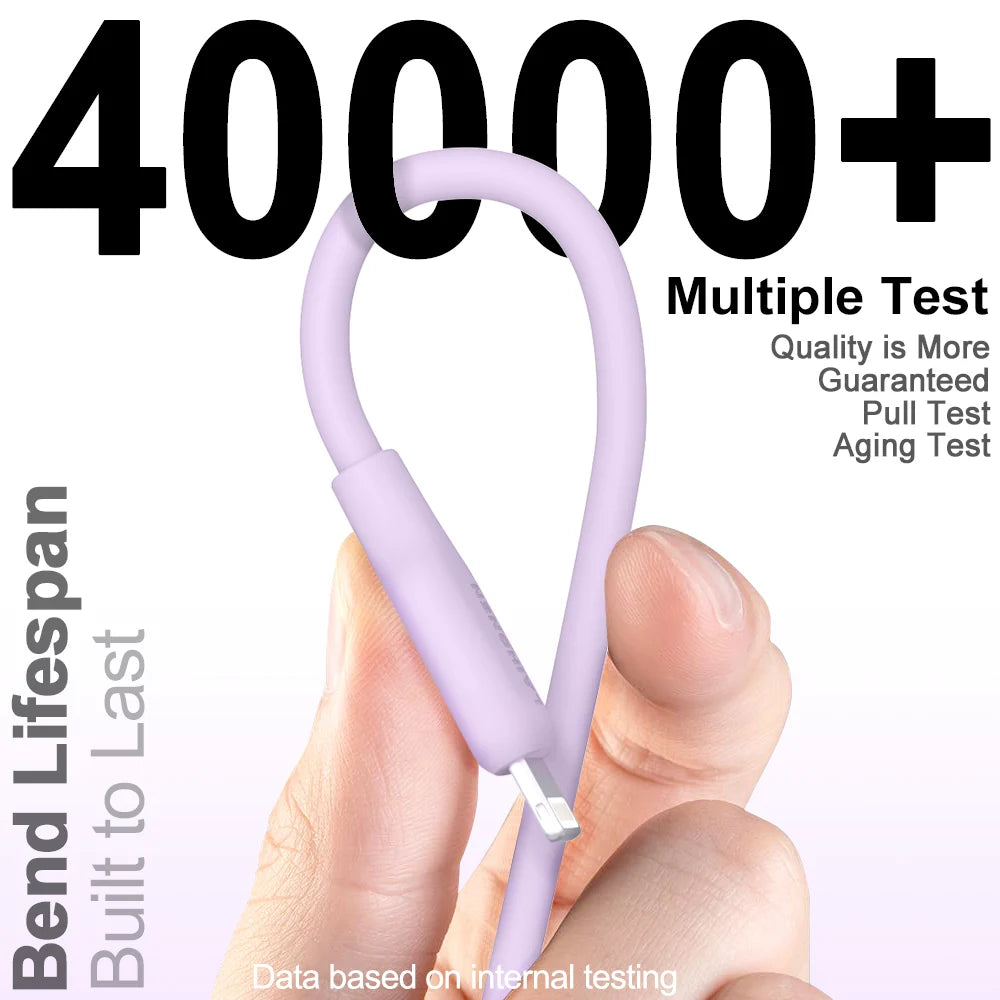 Liquid Silicone USB-C to Lightning Cable – 27W PD Fast Charging Soft Skin-Friendly Cord for iPhone 14/13/12/11 Pro Max, iPad & AirPods