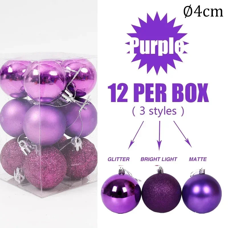 4/6/8cm Christmas Ball Shatterproof Hanging Christmas Baubles Laser and Matte Styles Home Festival Party Xmas Decorative Balls