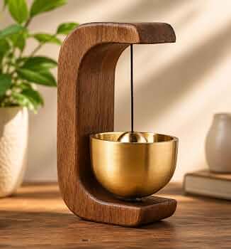 Zen Acoustic Bell | Solid Wood & Brass Door Chime & Desk Artifact