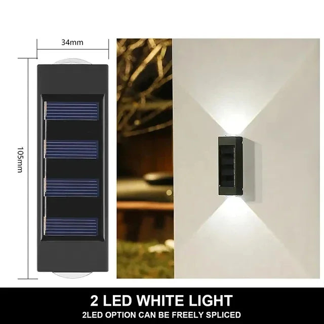 Solar Wall Lamp Outdoor Waterproof Solar Powered Light 4LED Beads UP and Down Illuminate Home Garden Yard Decoration Wall Light