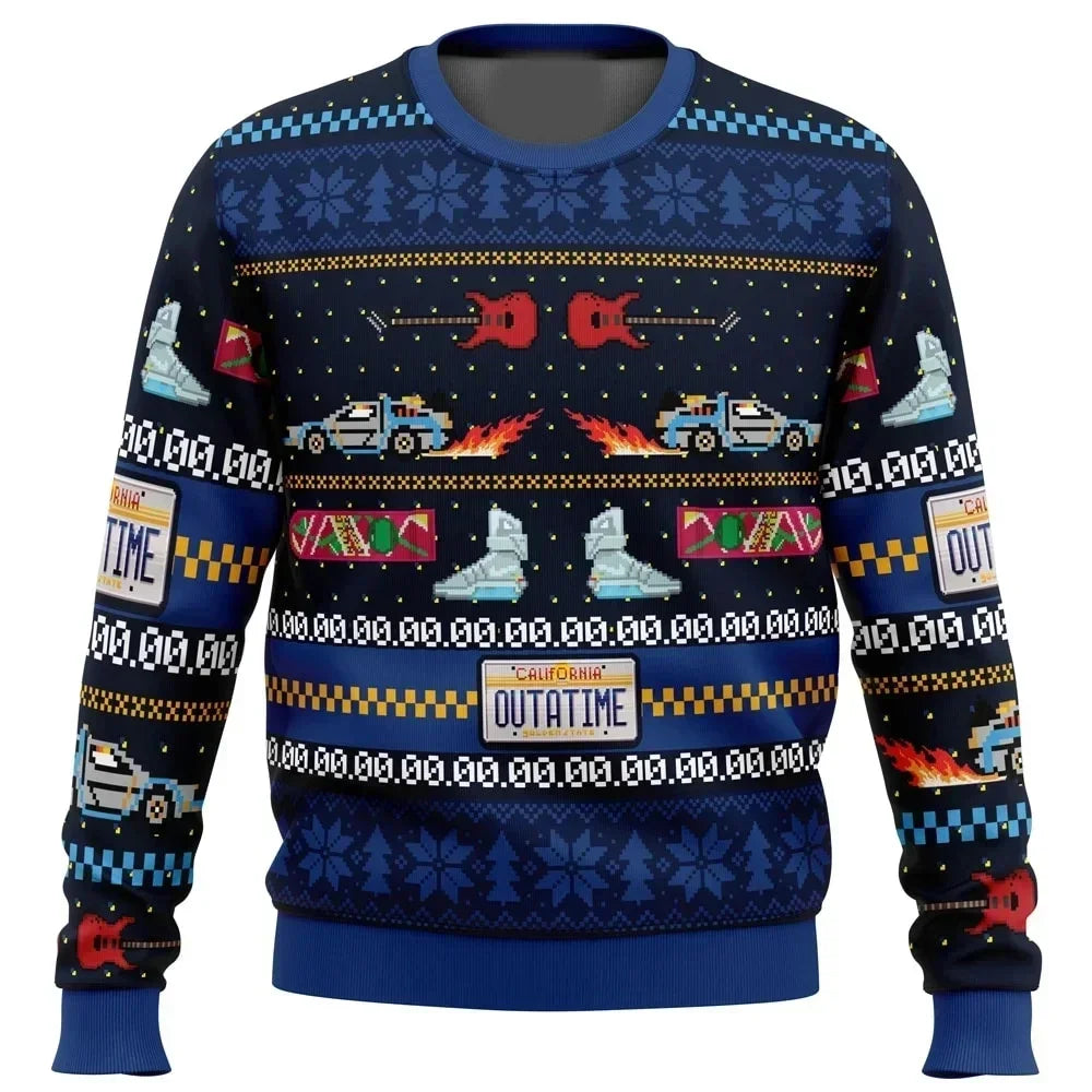 2026 autumn and winter Back To The Future Ugly Christmas sweaters, cartoon anime men's and women's pullovers, sportswear