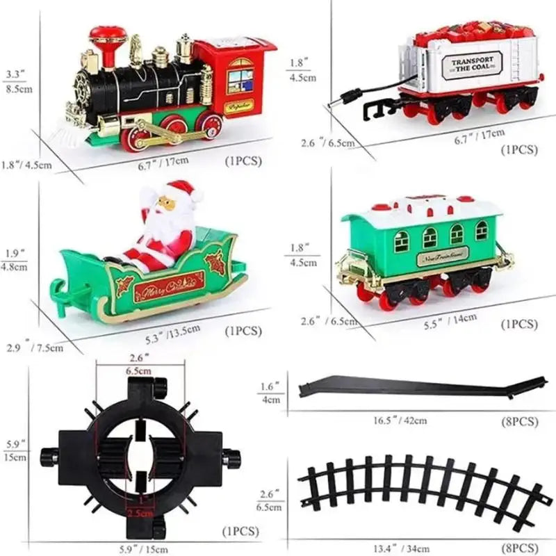 Electric Train Set Christmas Toy with Lights Music Santa Claus Track Kids Holiday Gift Party Decoration Battery Operated Railway