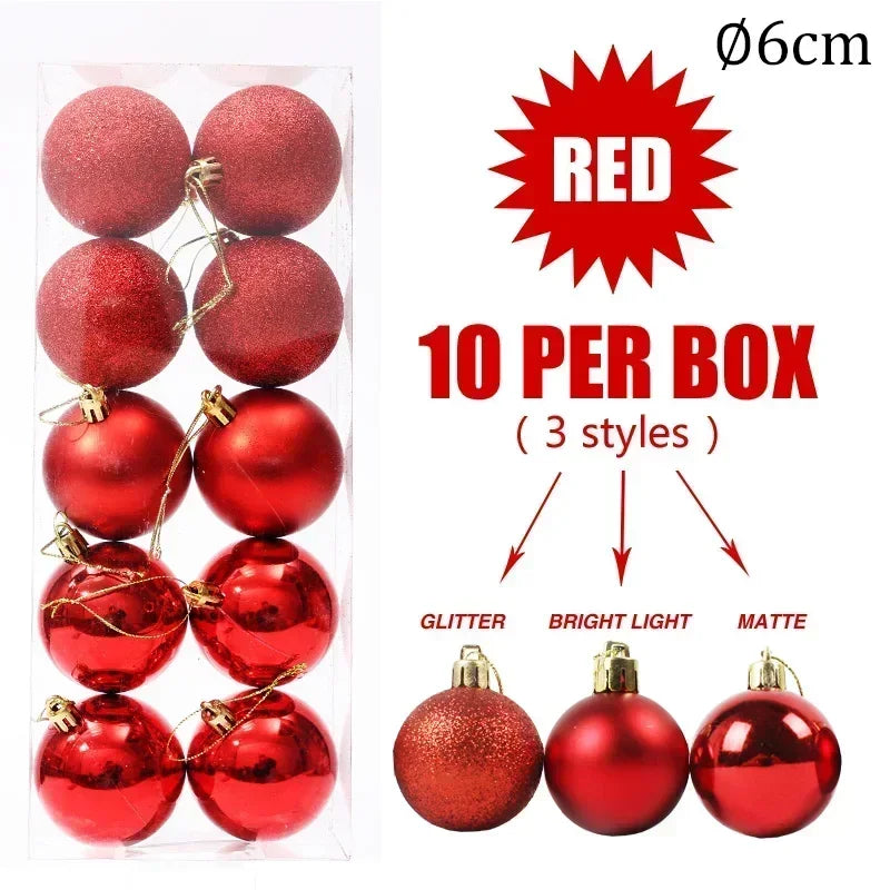 4/6/8cm Christmas Ball Shatterproof Hanging Christmas Baubles Laser and Matte Styles Home Festival Party Xmas Decorative Balls