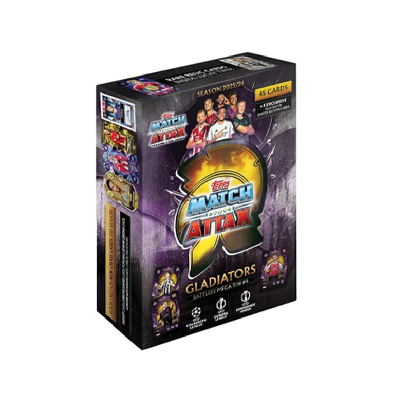 Topps UCC Match Attax 2025/26 Random Mega Tin Contains 45 Match Attax Cards Plus 3 Exclusive Gladiators LE Cards Collection