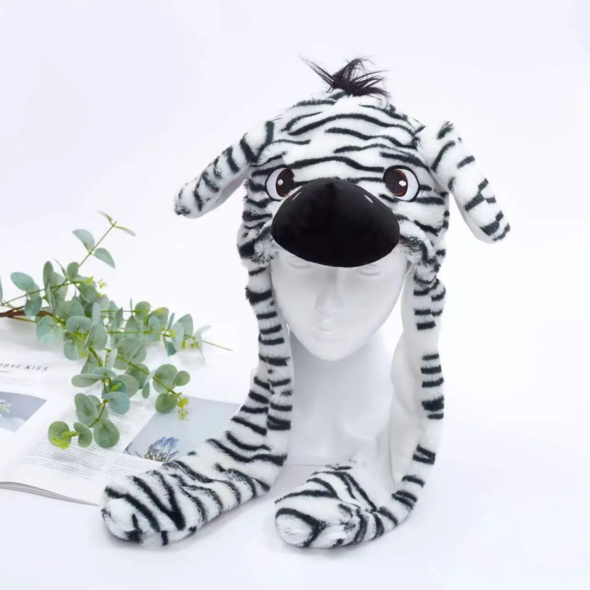 Funny Moving Ears Plush Hat – Airbag Flapping Animal Ear Beanie, Cute Santa, Reindeer & Halloween Cosplay Costume Hat for Kids & Adults