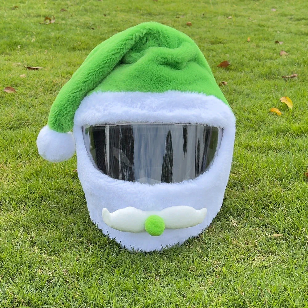 Christmas Motorcycle Full Helmet Plush Cover Creative Santa Claus Motorcycle Helmet Hat Personalized Ride Christmas Gift