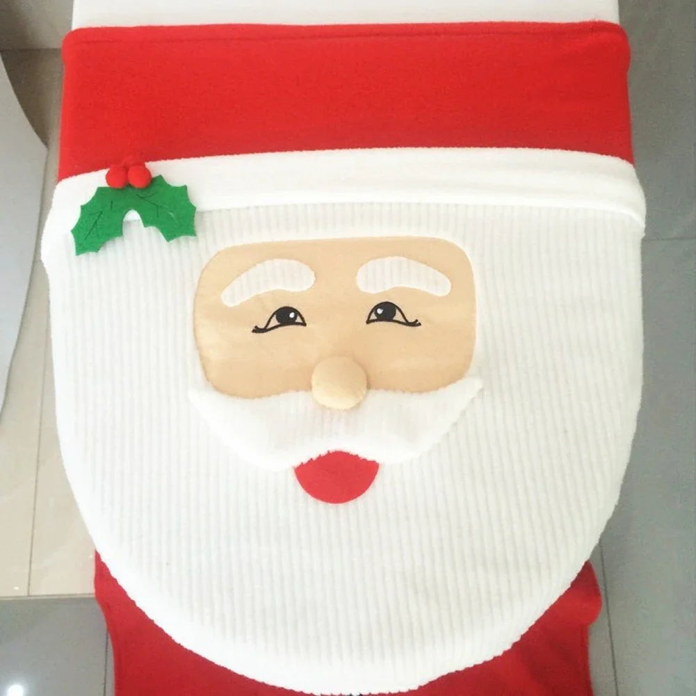 FESTIVE THRONE SUITE | 3-Piece Funny Christmas Toilet Seat Cover & Bathroom Rug Set