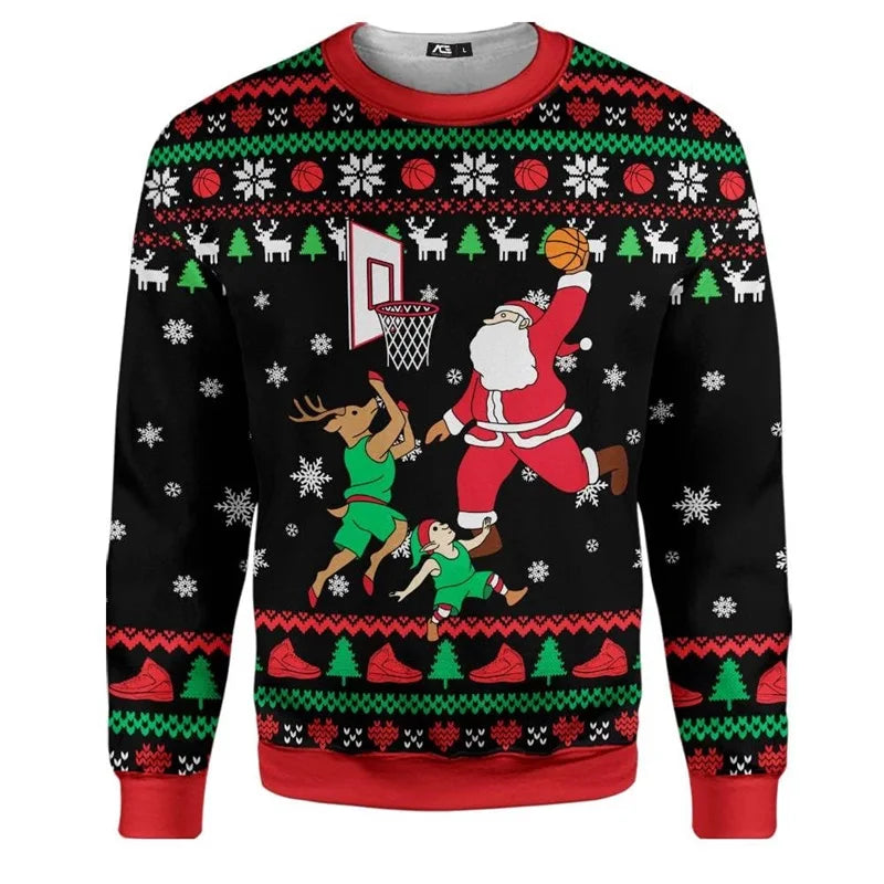 RETRO-KITSCH HOLIDAY SWEATSHIRT | Funny 3D Graphic Ugly Christmas Party Pullover