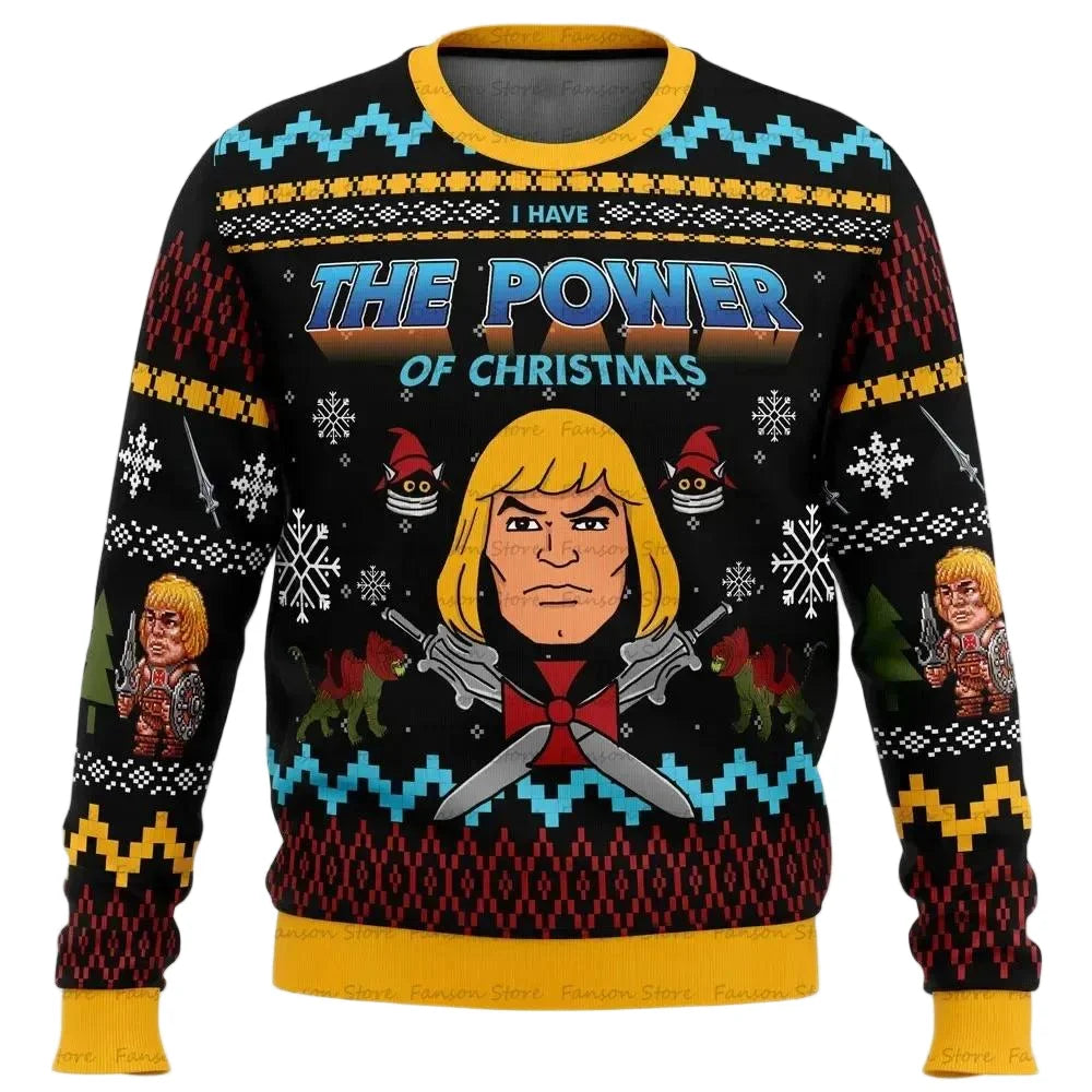 2026 The Power Of Christmas Anime Cartoon 2025 New Fashion Xmas Gift Cartoon Graphic Sweatshirts Men's Anime Jumper Sweater Tops