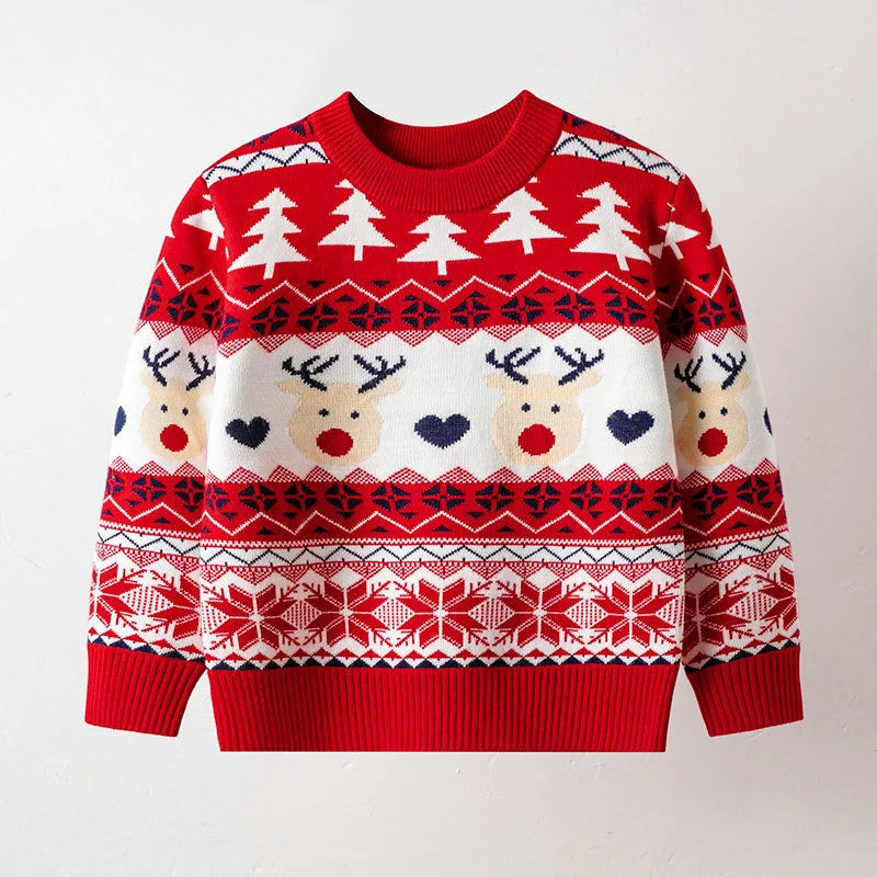 Christmas Family Sweaters Parent-Child Matching Pollover Father Mother Kids Clothing Xmas 2025 New Cartoon Knitted Jumper