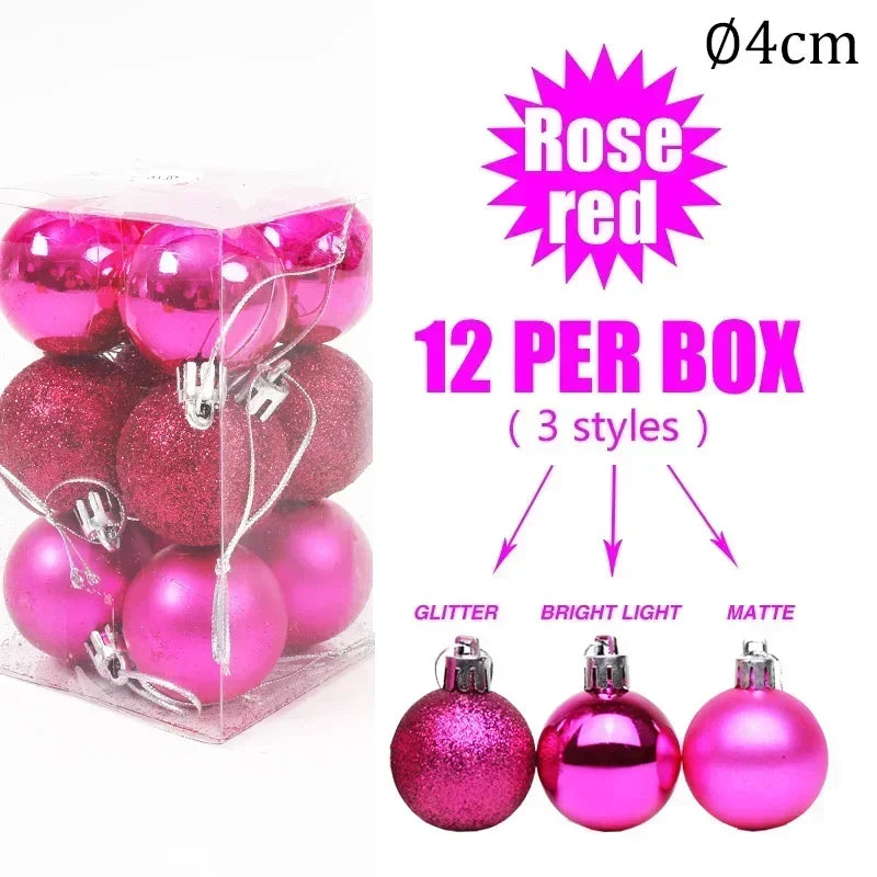 4/6/8cm Christmas Ball Shatterproof Hanging Christmas Baubles Laser and Matte Styles Home Festival Party Xmas Decorative Balls