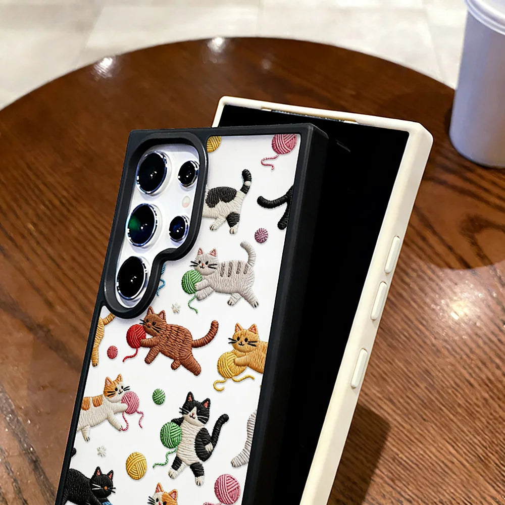 Cute Cat Phone Case For Samsung Galaxy A17 A07 A56 5g A16 A55 A54 A36 A26 A35 S26 S25 Ultra S24 FE S23 Lanyard Matte Clear Cover