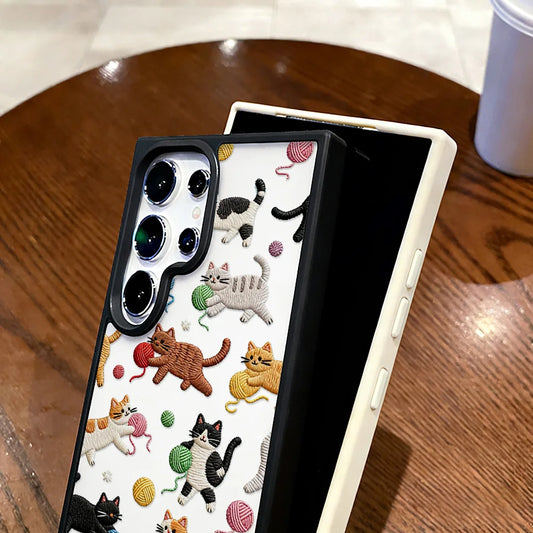 Cute Cat Phone Case For Samsung Galaxy A17 A07 A56 5g A16 A55 A54 A36 A26 A35 S26 S25 Ultra S24 FE S23 Lanyard Matte Clear Cover