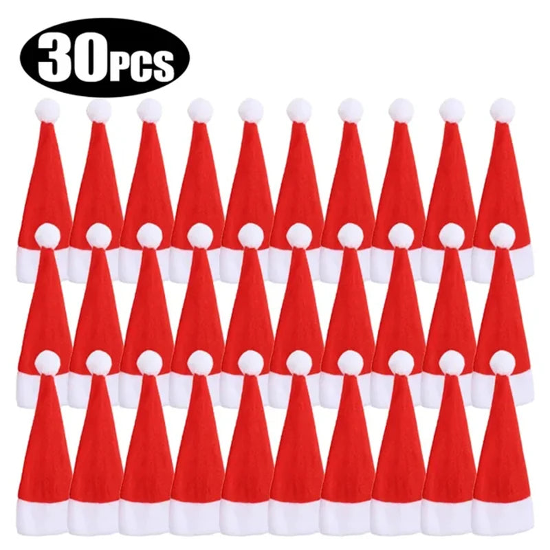 Mini Santa Hat Cutlery Holders – Festive Christmas Dinner Tableware Pouch for Fork & Knife, Holiday Dinner Party Decor & Favor