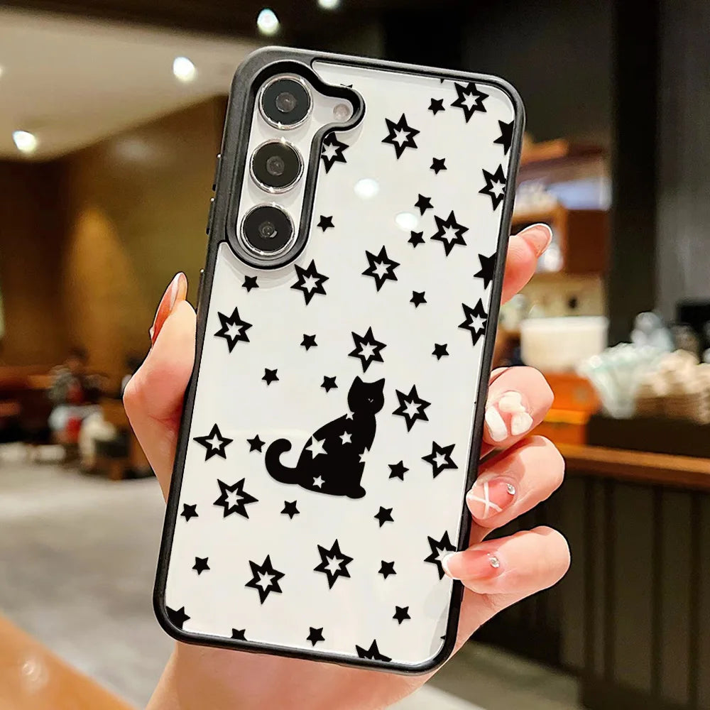 Cute Cat Phone Case For Samsung Galaxy A17 A07 A56 5g A16 A55 A54 A36 A26 A35 S26 S25 Ultra S24 FE S23 Lanyard Matte Clear Cover