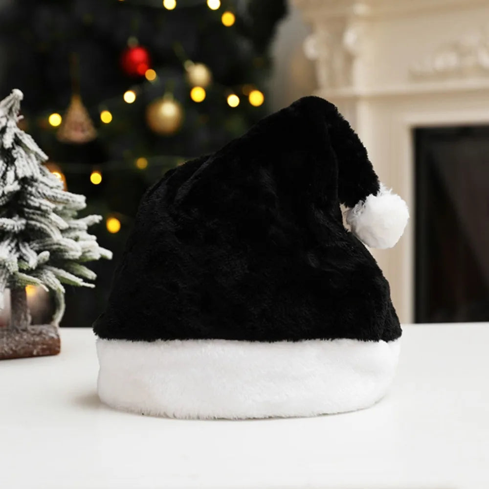 Christmas Santa Hat For Adults And Kids Unisex Velvet Cozy short Plush Red Xmas Hats 2025 New Year's Holiday Party Supplies