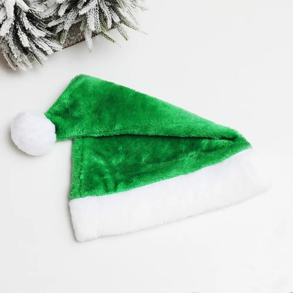 Christmas Santa Hat For Adults And Kids Unisex Velvet Cozy short Plush Red Xmas Hats 2025 New Year's Holiday Party Supplies