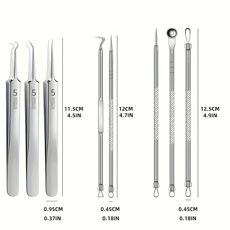 Clinical-Grade Blemish & Blackhead Extraction Tools (Stainless Steel)