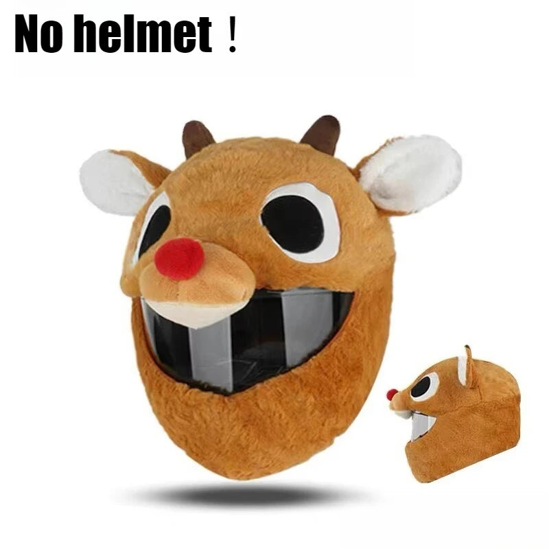 Christmas Motorcycle Full Helmet Plush Cover Creative Santa Claus Motorcycle Helmet Hat Personalized Ride Christmas Gift