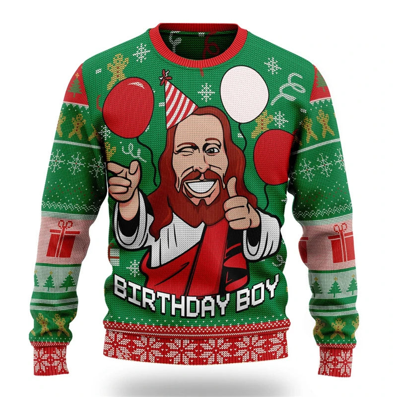 Ugly Christmas Sweater - Cartoon Santa Graphic Sweatshirt