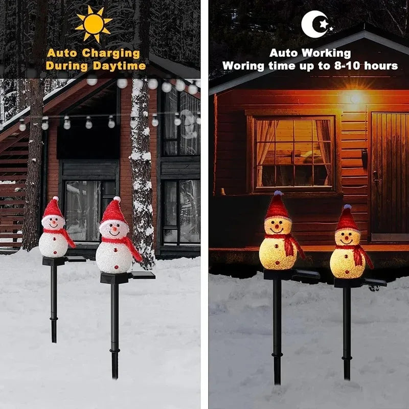 Snowman Solar Lights - Outdoor Christmas Stake Decorations