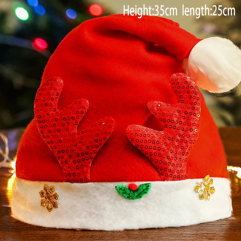 Christmas Santa Hat - Plush Knitted Adult Holiday Party Costume