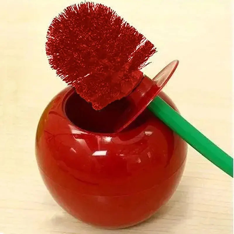 Cherry Toilet Brush - Creative Red Lavatory Holder Set