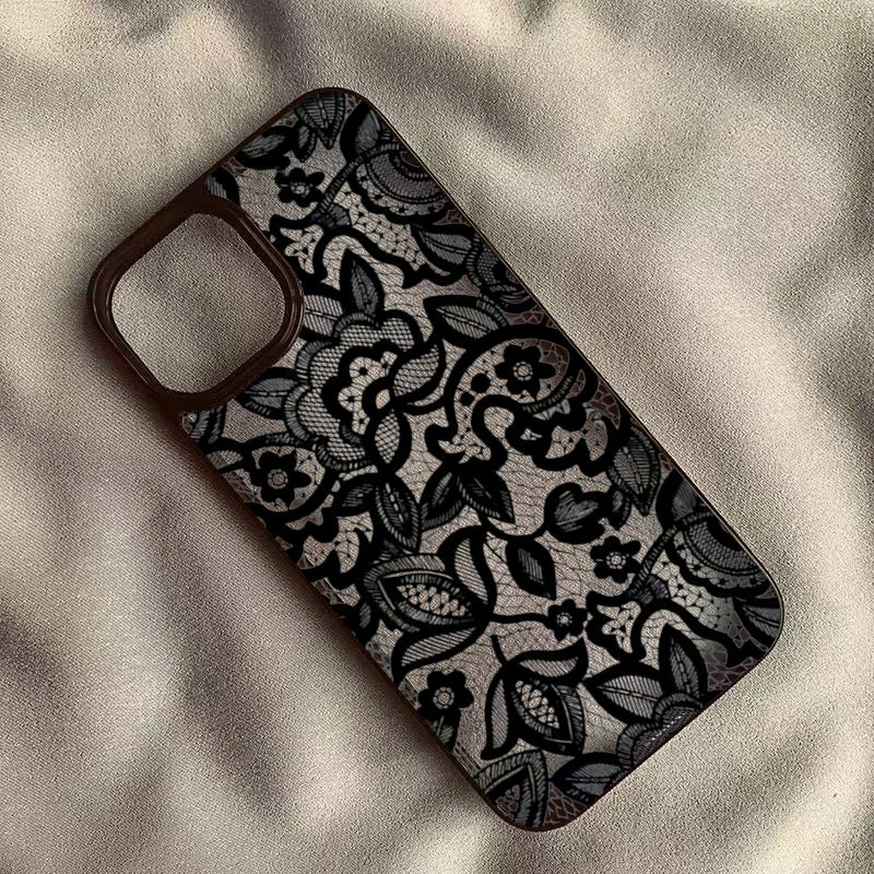 Black Lace Phone Case - Vintage Luxury TPU Protective Cover