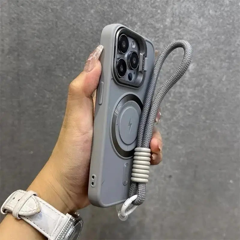 Lens Stand Magsafe iPhone Case - Wrist Lanyard Shockproof Cover