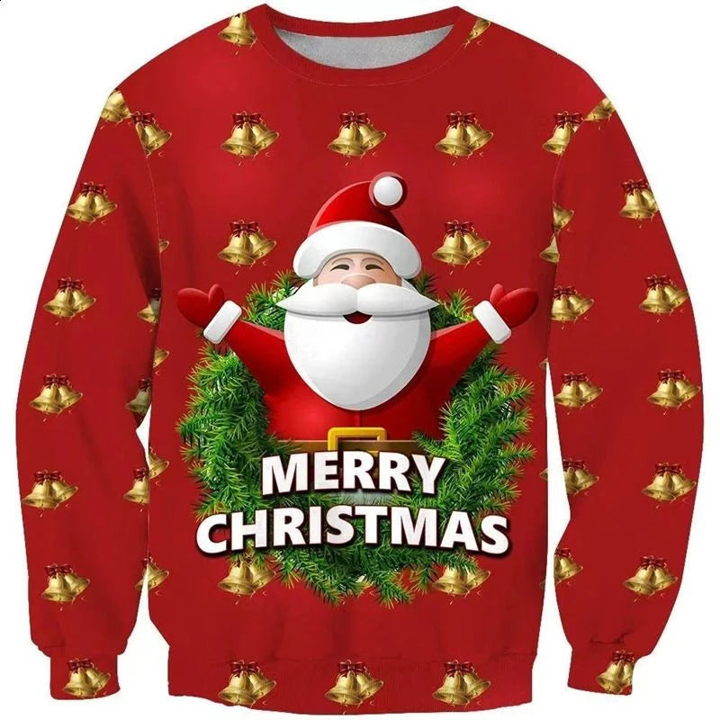 Funny Christmas Sweatshirt - Ugly Santa Claus Holiday Hoodie