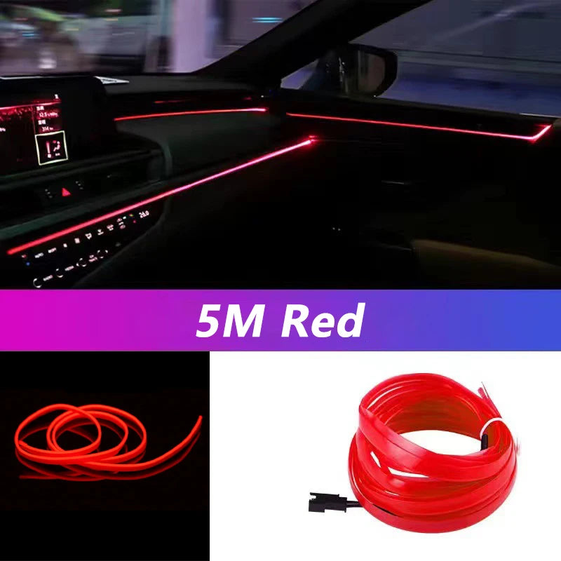 Car Interior LED Strip Light - 5M Neon EL Wire Ambient Lamp