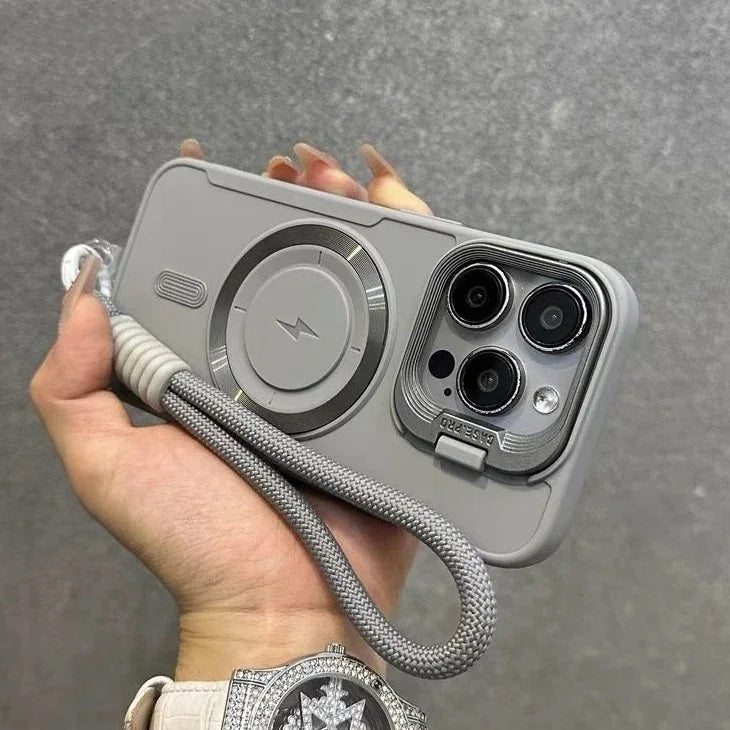 Lens Stand Magsafe iPhone Case - Wrist Lanyard Shockproof Cover