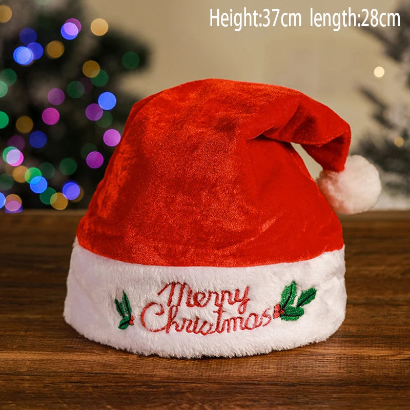 Christmas Santa Hat - Plush Knitted Adult Holiday Party Costume