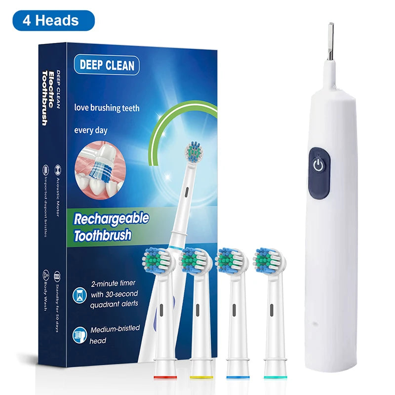 Electric Toothbrush - Rotary Rechargeable Adult Toothbrush Set