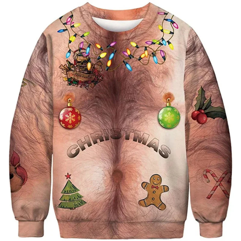 Ugly Christmas Sweatshirt - Men 3D Printed Loose Pullover