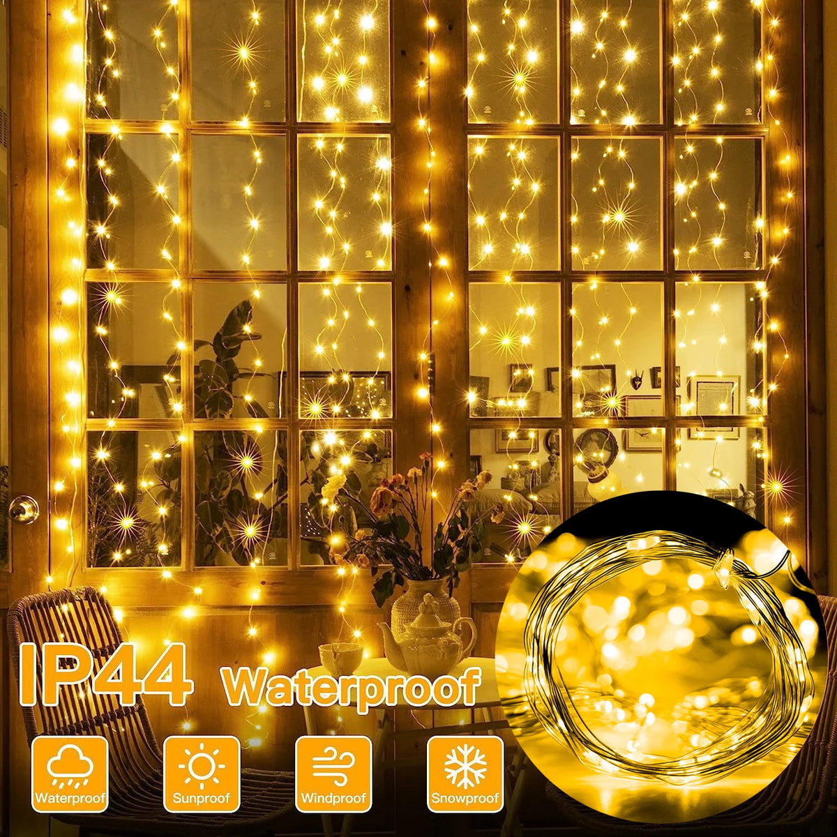 LED Fairy String Curtain Lights - 8 Mode Remote USB Decor