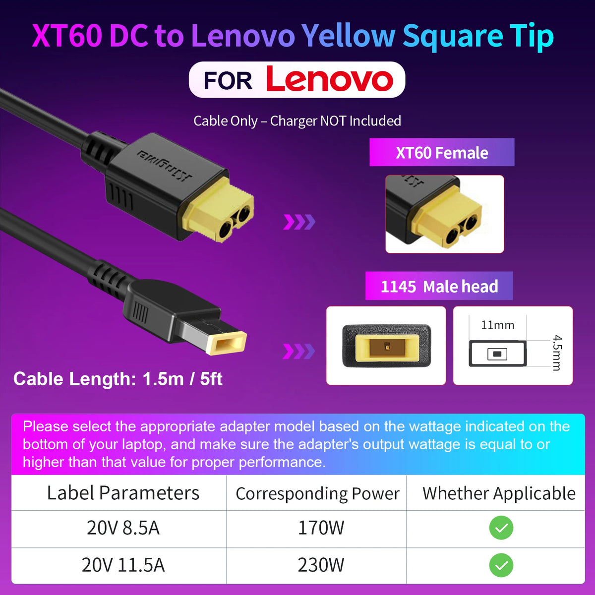 330W GaN Laptop Charger - XT60 to DC Power Adapter