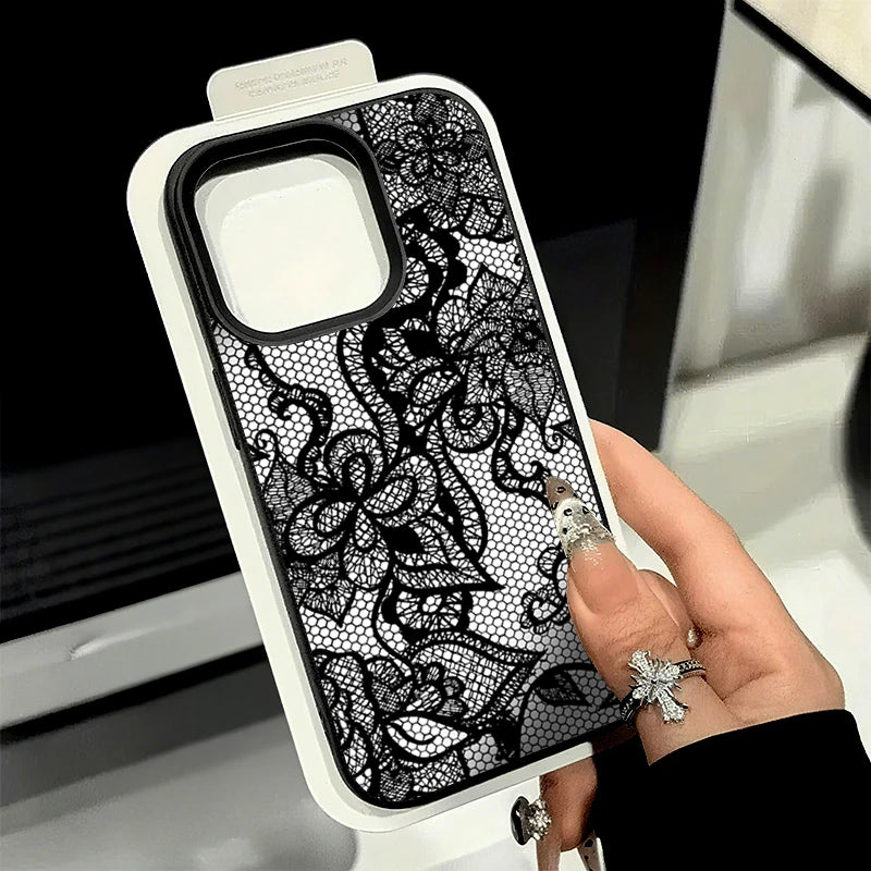 Lace Patterned iPhone Case - Lychee Textured TPU Cover