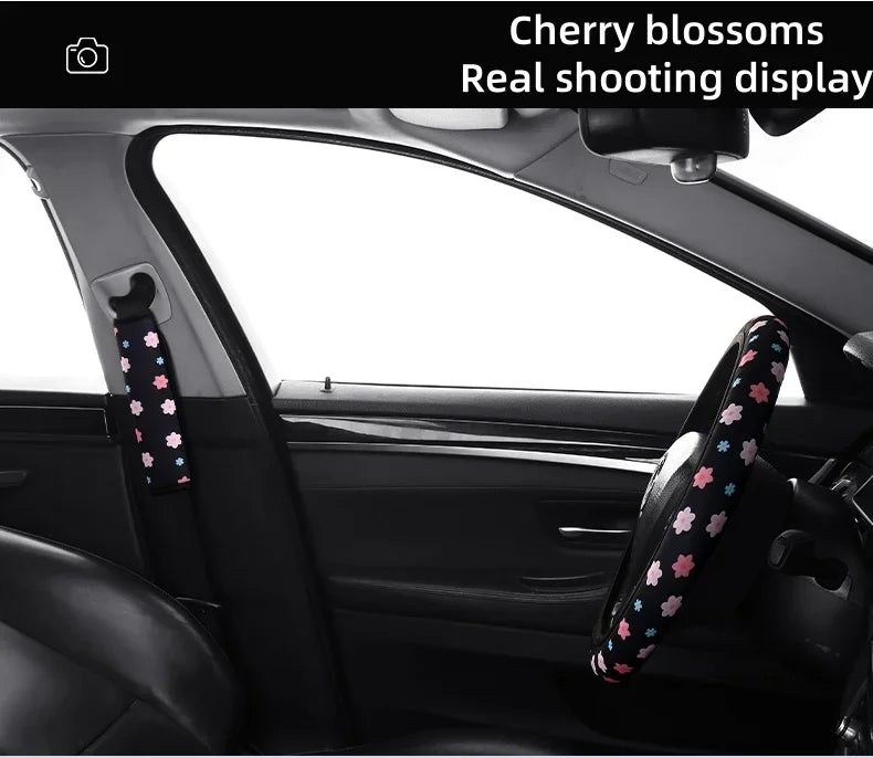 Car Steering Wheel Cover - Flowers Print Anti-Slip Protector