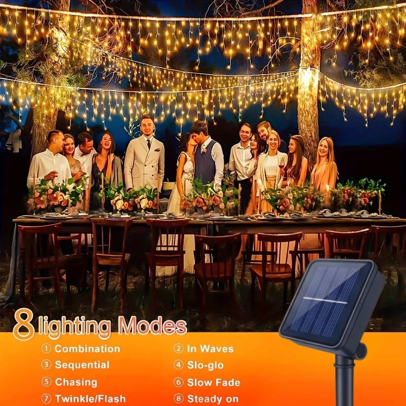 Solar Curtain Icicle Light - Outdoor Eaves & Garden Decor