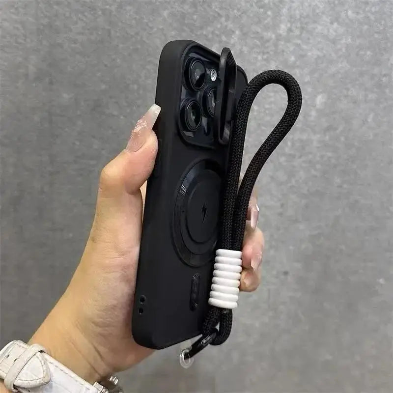 Lens Stand Magsafe iPhone Case - Wrist Lanyard Shockproof Cover