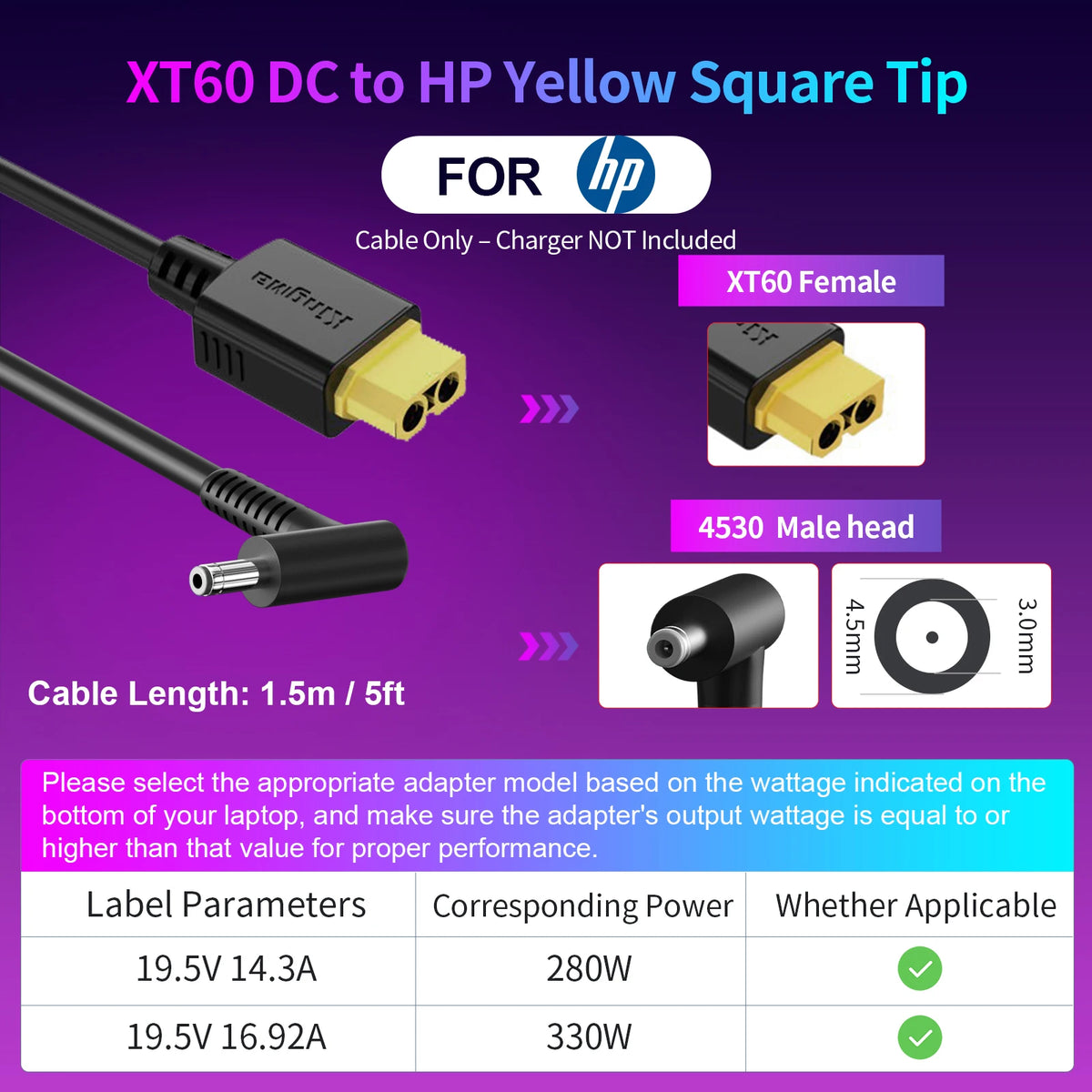 330W GaN Laptop Charger - XT60 to DC Power Adapter