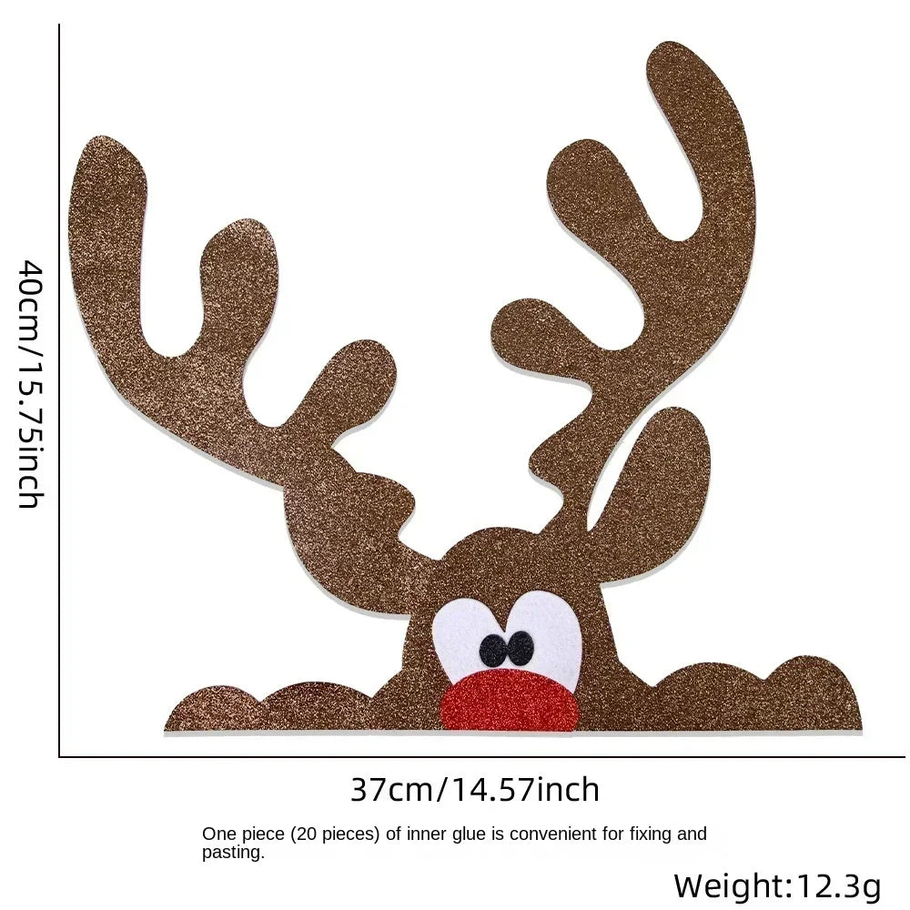 Christmas Felt Santa Snowman Door Window Stickers Wall Decals Xmas Party Background Decor New Year Indoor Home Hanging Ornament