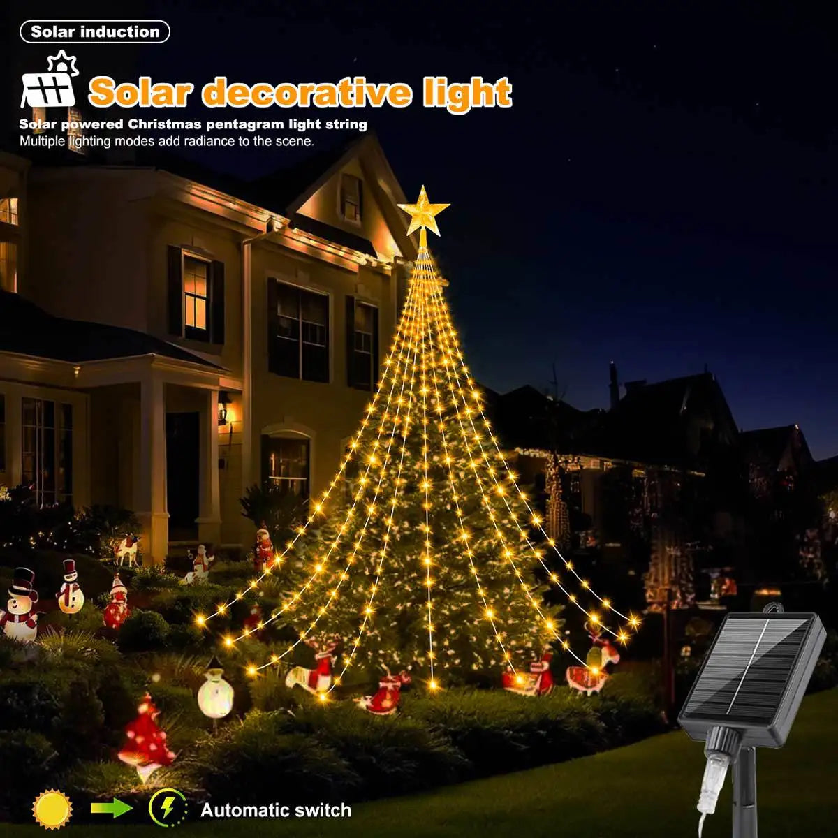 Solar String Lights - Outdoor Waterproof Star Fairy Lights