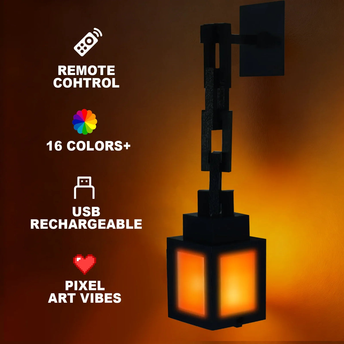 Pixel Style Night Light - RGB Remote Tabletop Lantern