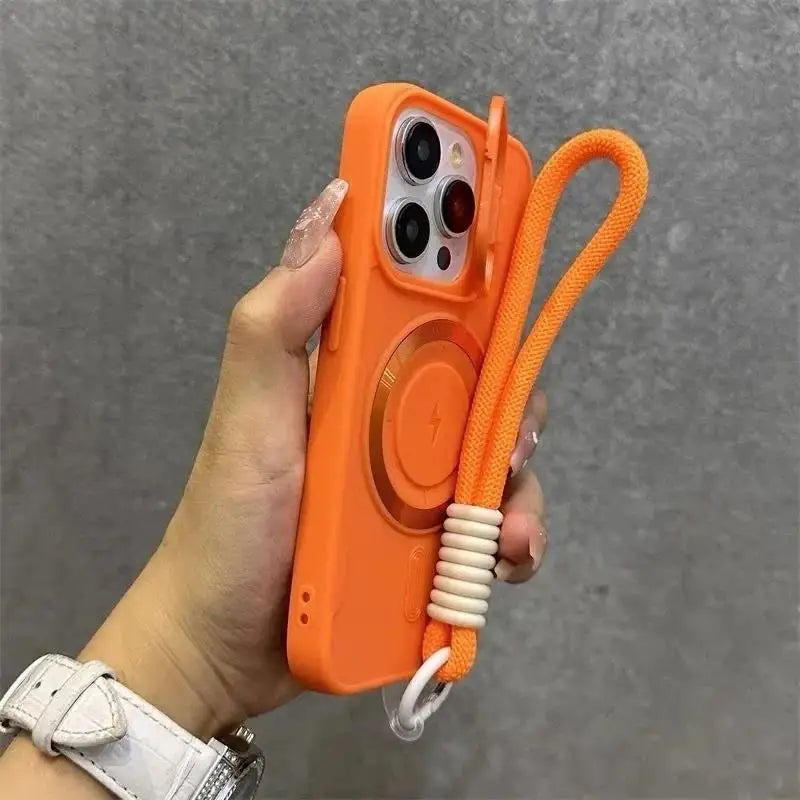 Lens Stand Magsafe iPhone Case - Wrist Lanyard Shockproof Cover