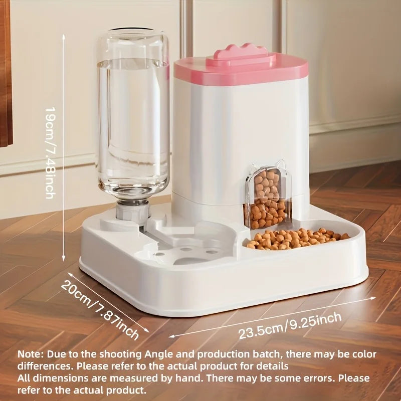 1-Pack Automatic Gravity-Fed Cat Water Dispenser & Feeder - Spill-Proof Large Capacity One-Piece Design,