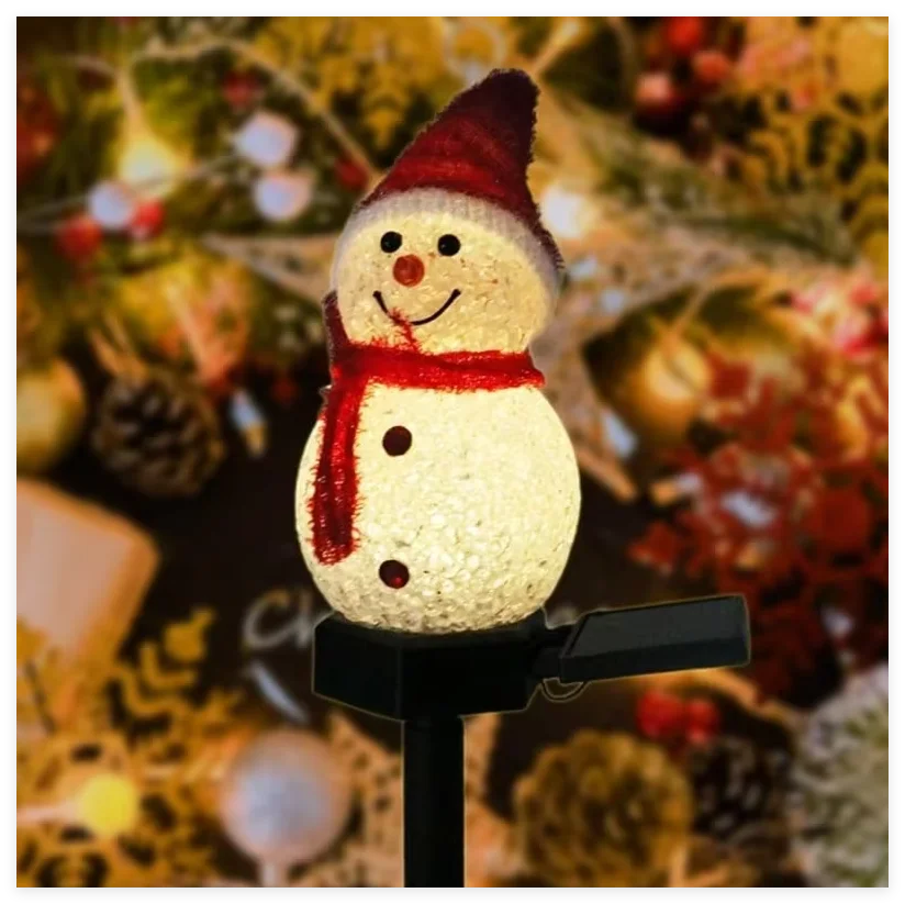 Snowman Solar Lights - Outdoor Christmas Stake Decorations