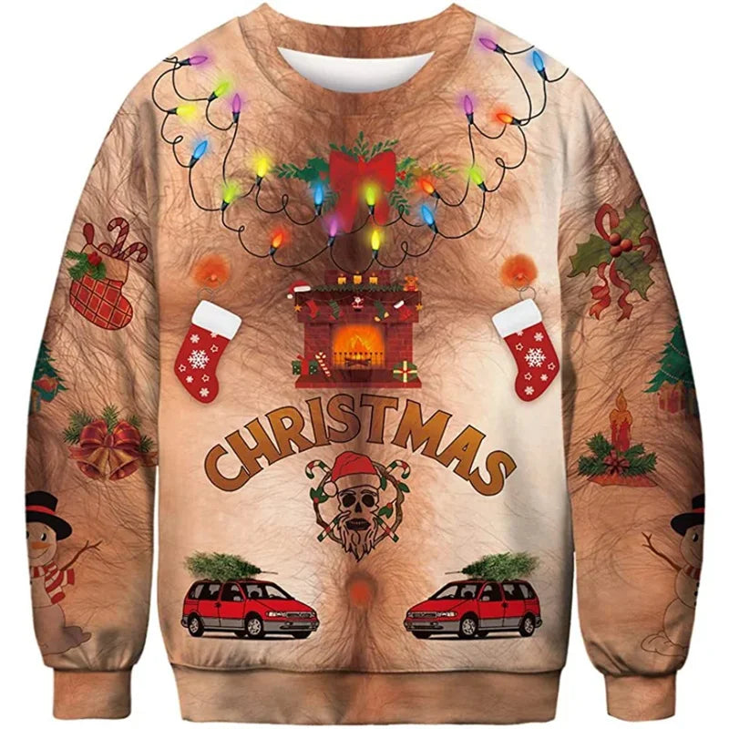 Ugly Christmas Sweatshirt - Men 3D Printed Loose Pullover