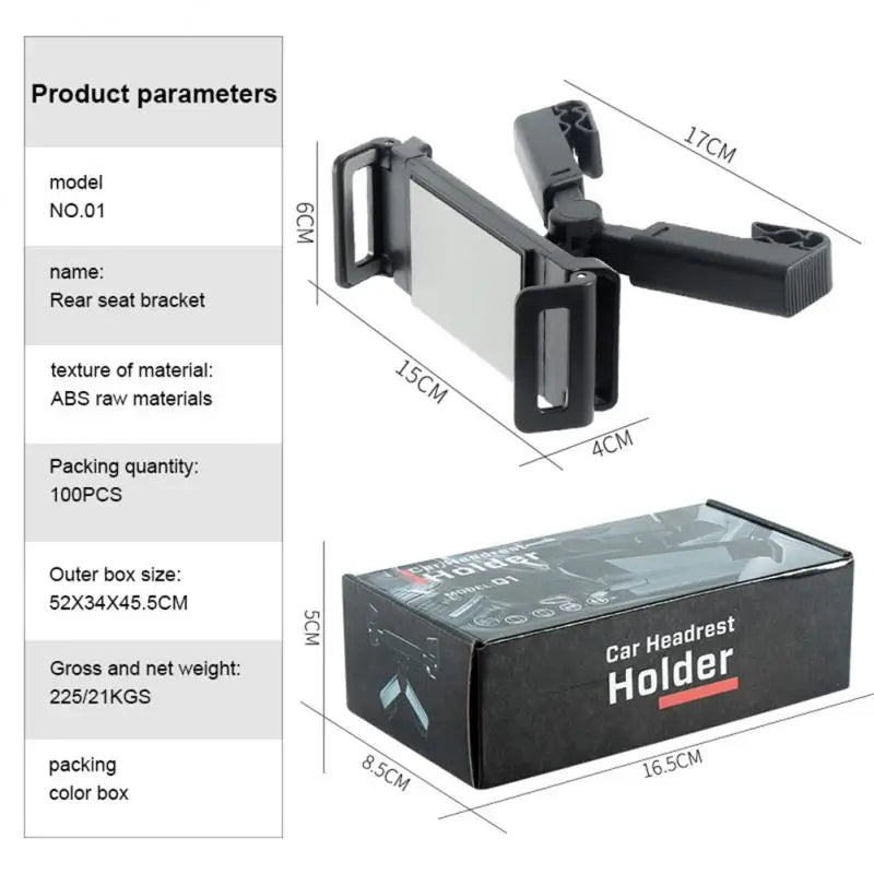 Car Headrest Tablet Mount - 360-Degree Rotating iPad Stand